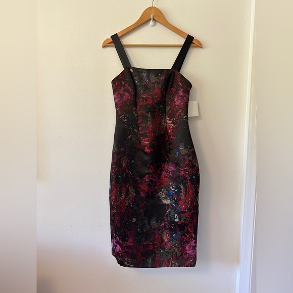 DB Studio NWT Black and Red Brocade Mini Dress | Size 4 - Picture 1 of 12